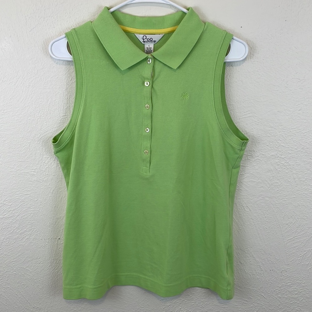 Lilly sleeveless polo shirt green Womens size Large